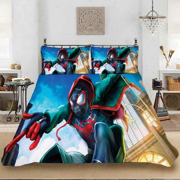 Spider-Man Getting Ready Jump Quilt Duvet Cover Set Pillow case Print3-Piece Bedding Set (1 Duvet Cover + 2 Pillow Shams)