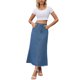 thumbnail image 2 of INSPIRE CHIC Falda de Mezclilla para Mujer Maxi Línea A de Cintura Alta con Dobladillo Sin Acabado Falda Casual de Jean L Azul, 2 of 6