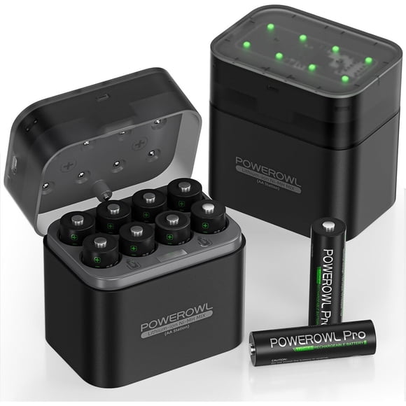 Pilas AA recargables POWEROWL de 3600 mWh, 1,5 V, 8 unidades con cargador