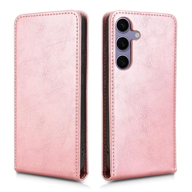 Funda tipo folio para Samsung Galaxy S25 con soporte magnético y protección para la cámara Oro rosa