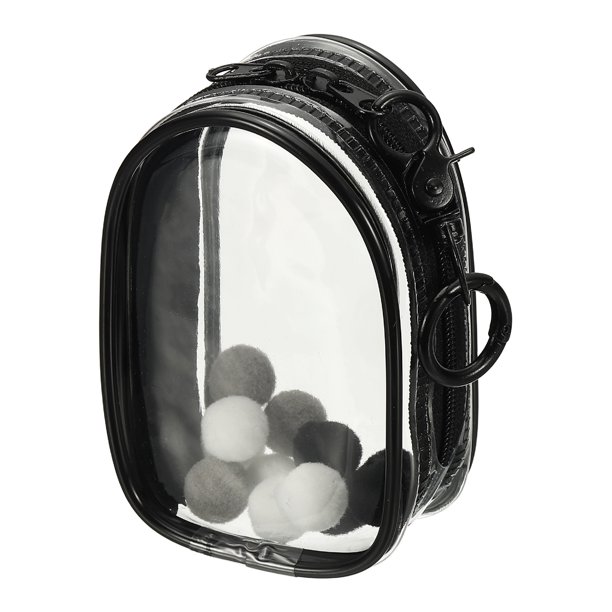 Uxcell Bolsa de Exhibición de Figuras de 4 Pulgadas, Mini Bolsa Transparente Impermeable para Monedas con Llavero y Pompones para Exhibición de Muñecas de Caja Ciega (Oval, Negro)