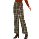 thumbnail image 4 of INSPIRE CHIC Pantalones Largos Rectos con Cintura Elástica de Botón y Cremallera a Cuadros para Mujer Regreso a Clases M Verde Militar, 4 of 6