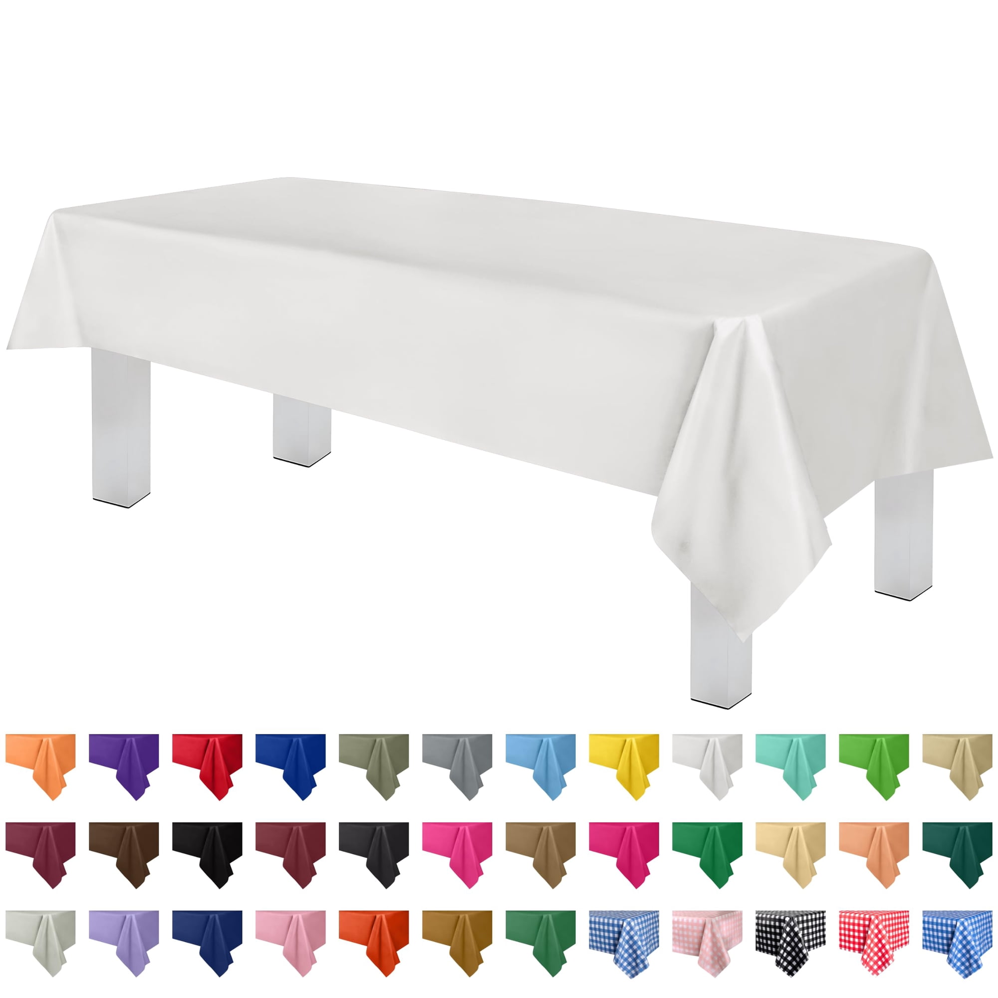 Mantel Desechable De Plástico Grandipity, 12 Unidades, Color Blanco