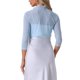 thumbnail image 3 of INSPIRE CHIC Chaqueta con Volantes para Mujer Transparente de 3/4 Mangas Abiertas Frontal Malla Corta Bolero Cárdigan S Azul Claro, 3 of 5