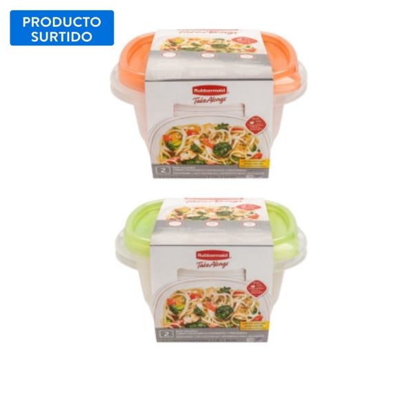 Pack de Herméticos Cuadrados Plásticos 1.2L, color surtido 4 Piezas, 1 Un