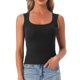thumbnail image 1 of INSPIRE CHIC Camiseta sin mangas de algodón para mujer con cuello redondo ajustado y tirantes anchos S Negro, 1 of 6