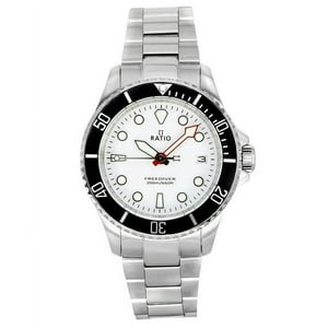 Reloj Ratio Para Hombre Freediver Zafiro Acero Inoxidable Esfera Blanca Cuarzo Rtf037 200M