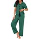 thumbnail image 2 of INSPIRE CHIC Conjunto de Pijama para Mujer con Botones, Lazo, Manga Corta, Camiseta y Pantalones, Pijamas Suaves para Novia, Conjunto de Dos Piezas para Dormir, Talla M, Verde, 2 of 6