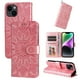 thumbnail image 4 of Funda tipo cartera FOXDOCK para iPhone 13 , diseño girasol en relieve, cuero PU, cierre magnético, soporte y tarjetero, 4 of 5
