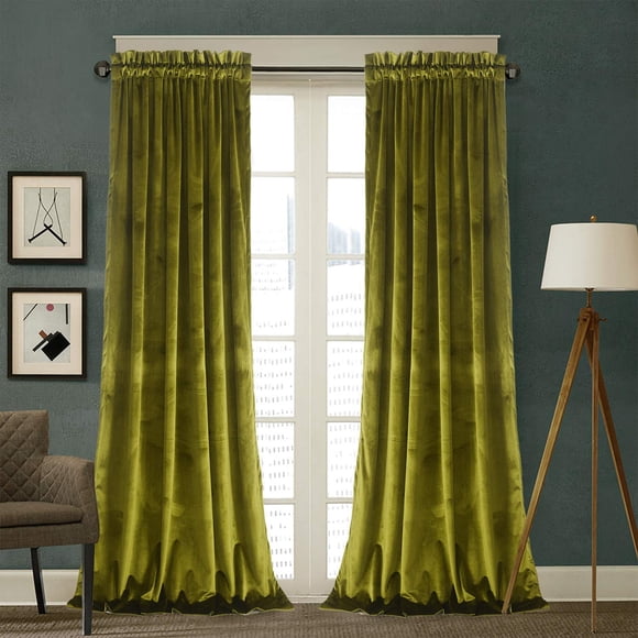Juego De Cortinas De Terciopelo Verde Oliva 132 X 213 Cm 2 Paneles