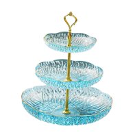 Bothyi - Bandeja De Placa De Fruta Elegante Para Servir Platos Decorativos Para La Boda De Vacaciones De Fiesta 3 Niveles Azul