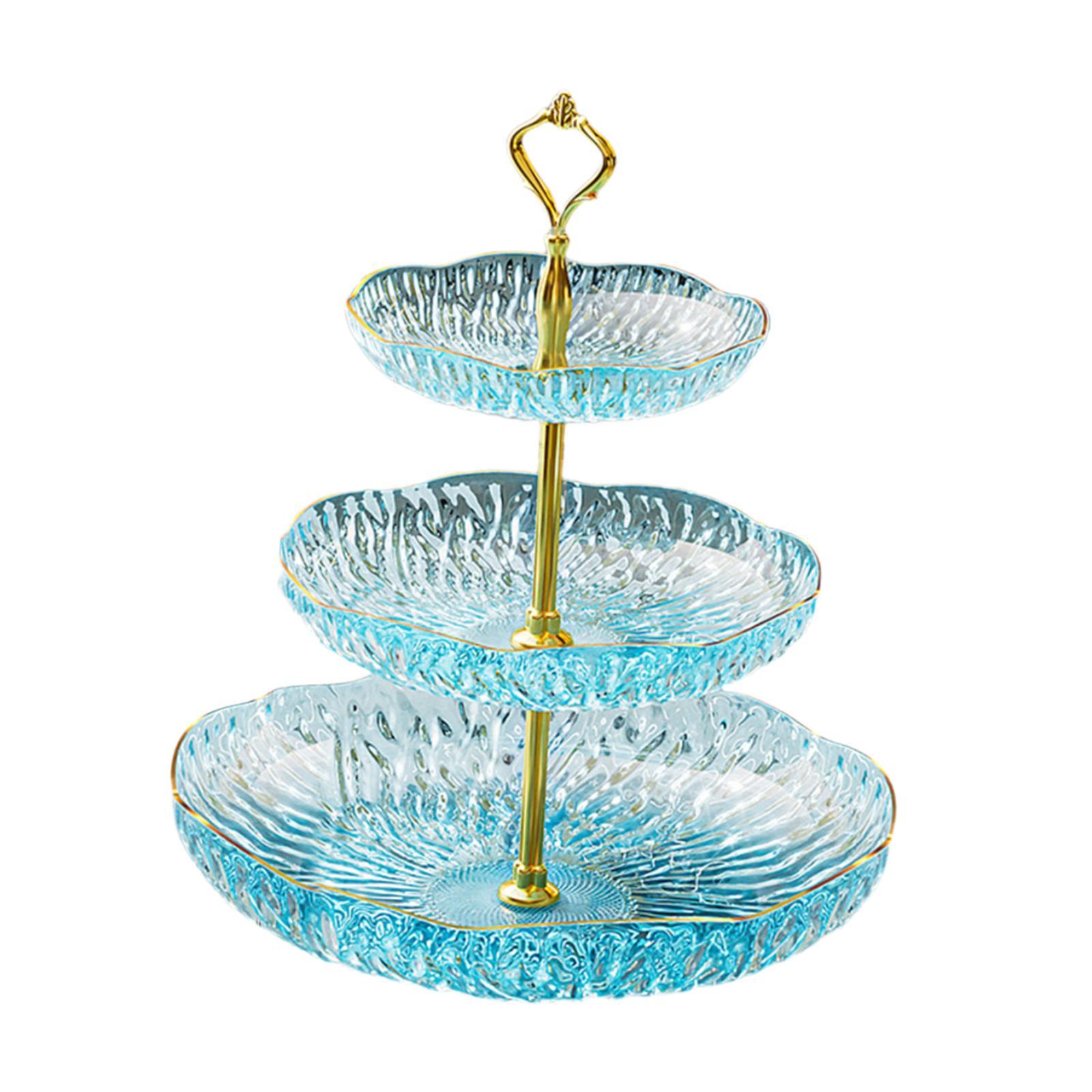 Bothyi - Bandeja De Placa De Fruta Elegante Para Servir Platos Decorativos Para La Boda De Vacaciones De Fiesta 3 Niveles Azul