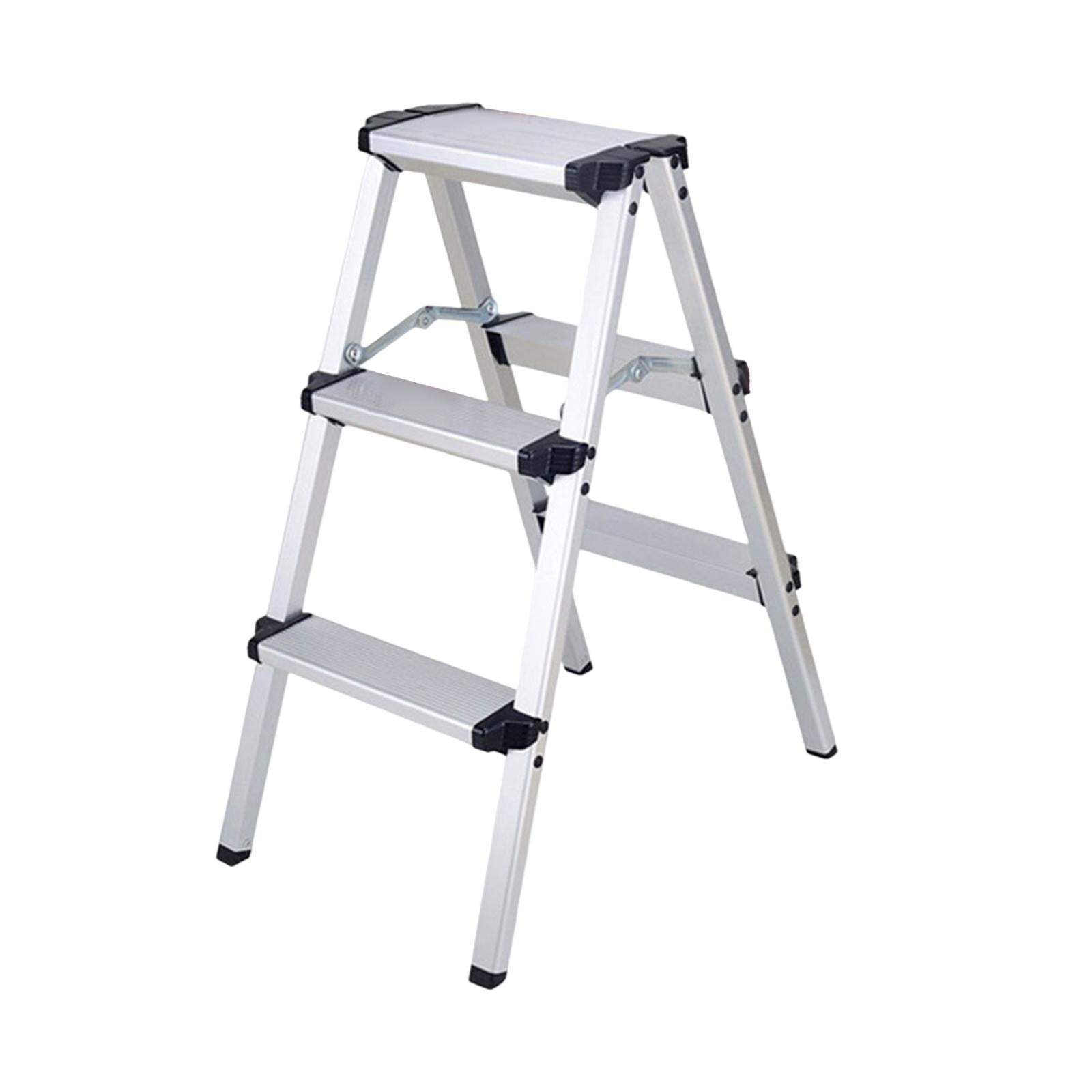 Magideal - Escaleras De 3 Escalones Estante De Almacenamiento Plegable Estante Liviano Resistente Aleación De Aluminio Resistente Escaleras De Espiga Para Balcón