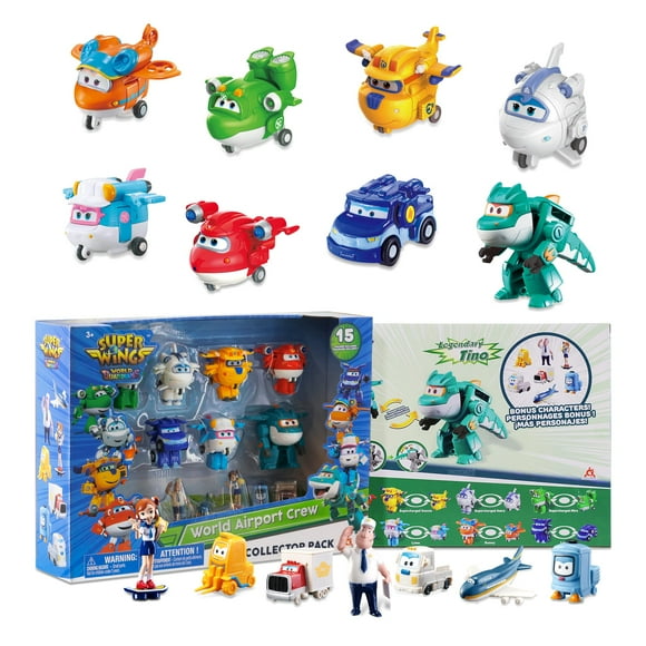 Paquete de 15 unidades Toy Super Wings Transformer con ruedas móviles reales