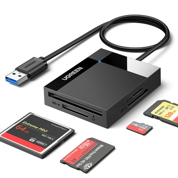 Lector 4en1 Multi-Tarjeta De Memoria Usb-A 3.0 (Sd/Microsd/Cf/Ms) 50cm Negro Ugreen Cr125
