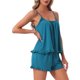 thumbnail image 4 of Conjunto de pijama de 2 piezas sin mangas con volantes para mujeres, conjunto de lencería para dormir y descansar, M Azul, 4 of 6