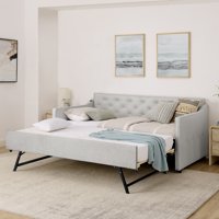 M&Ms - Twin Size Upholstery Daybed With Twin Size Pop-Up Trundle And Usb Charging Design