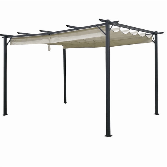 Pérgola Cavancha con Tela Retráctil 3x4mt Marfil