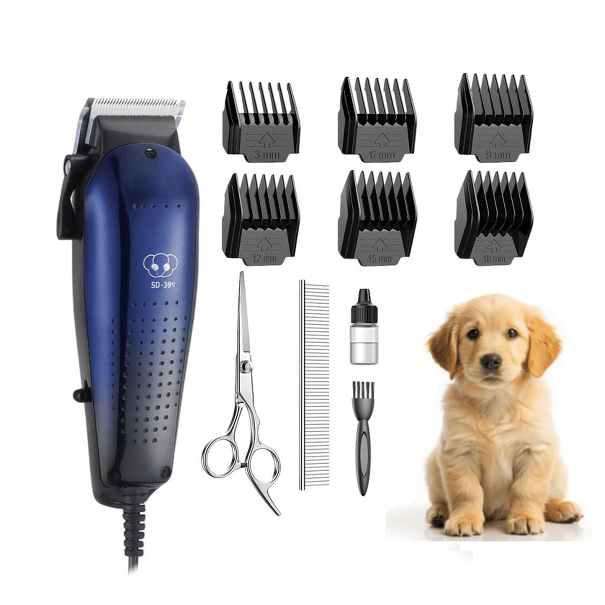 Petday - Maquina Corta Pelo Mascotas Perro Gato Kit Completo Azul