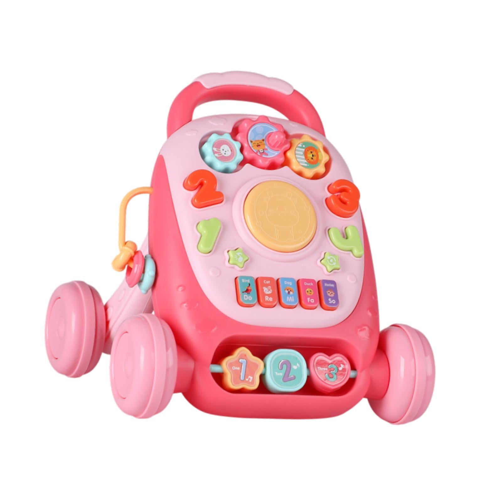 Magideal - Juguete De Empuje Para Bebé, Centro De Actividades Para Desarrollar Habilidades Motoras, Regalo De Cumpleaños, Juguete Musical Interactivo Con Sonido Rosa