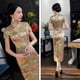 thumbnail image 2 of Vestido cheongsam de diez hebillas, desfile de ropa de verano, etiqueta larga, corte entallado, 2 of 5