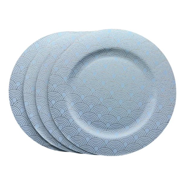 Pack 4 Plato De Decoracion Hogar Decorativo Diseños 30cm azul