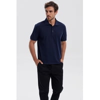 Fashionspark - Polera Hombre Piqué Básica Lisa Azul Marino - Ll