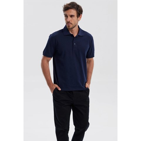 Fashionspark - Polera Hombre Piqué Básica Lisa Azul Marino - Ll