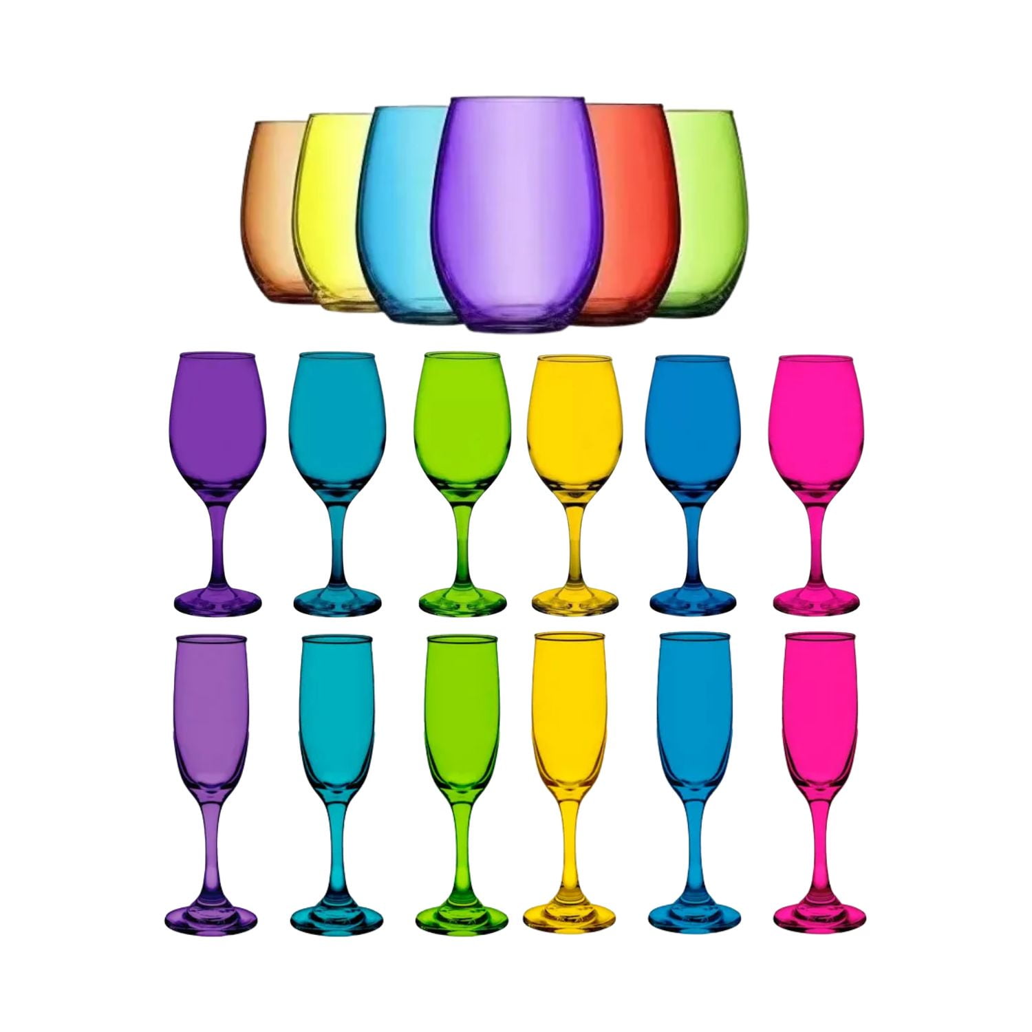 Set 18 Vasos Copas Vidrio Full Color Cristar Celebraciones