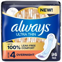 Toallas Sanitarias Always Ultra Thin Overnight Con Alas, 96 Unidades
