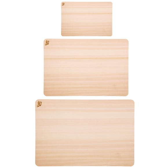 Juego de tablas de cortar Shun Cutlery Hinoki de 3 piezas con certificado FSC.