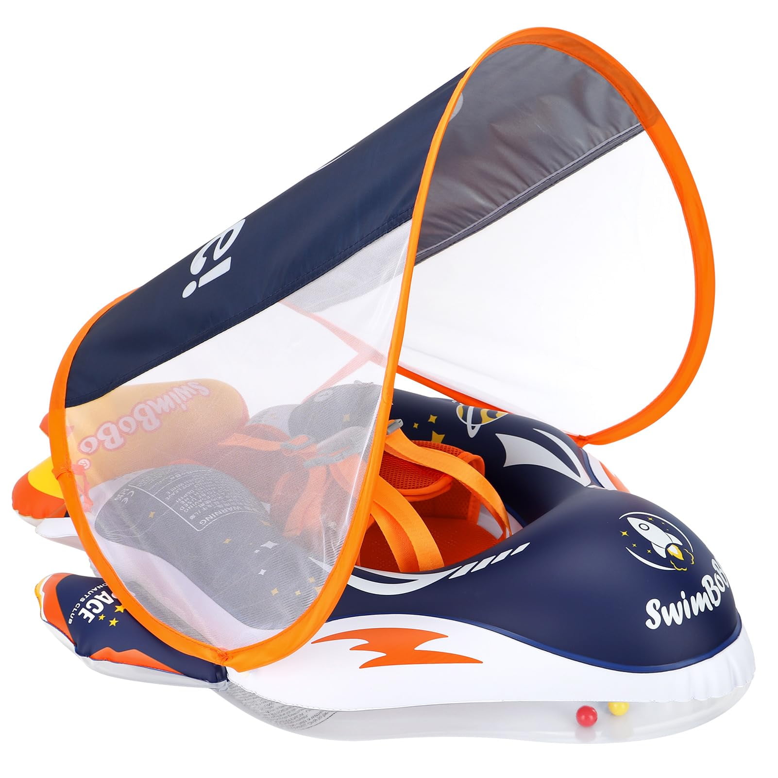 Free Swimming Baby - Swimbobo Para Bebé, Sin Flotador, Con Toldo, Azul Espacial