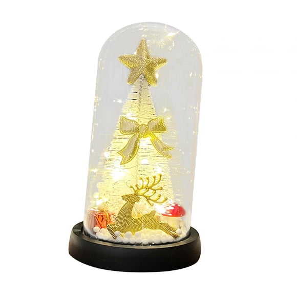 Cúpula Navideña Con Adornos De Luz Nocturna LED Para Mesa, Fiesta, Sala De Estar, árbol Blanco