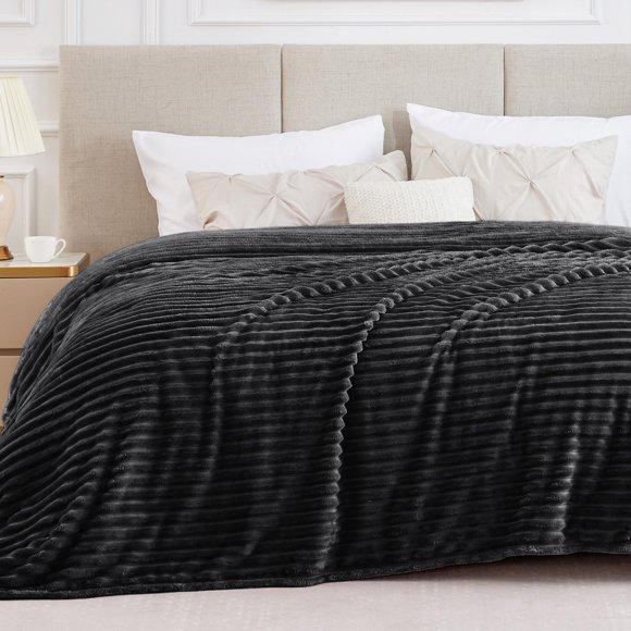 Manta BEDELITE Full 213 cm Negra de Forro Polar Ribeteado