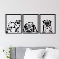 Genérico - Cuadro Decorativo Perro Pug En Madera Mdf 3Mm