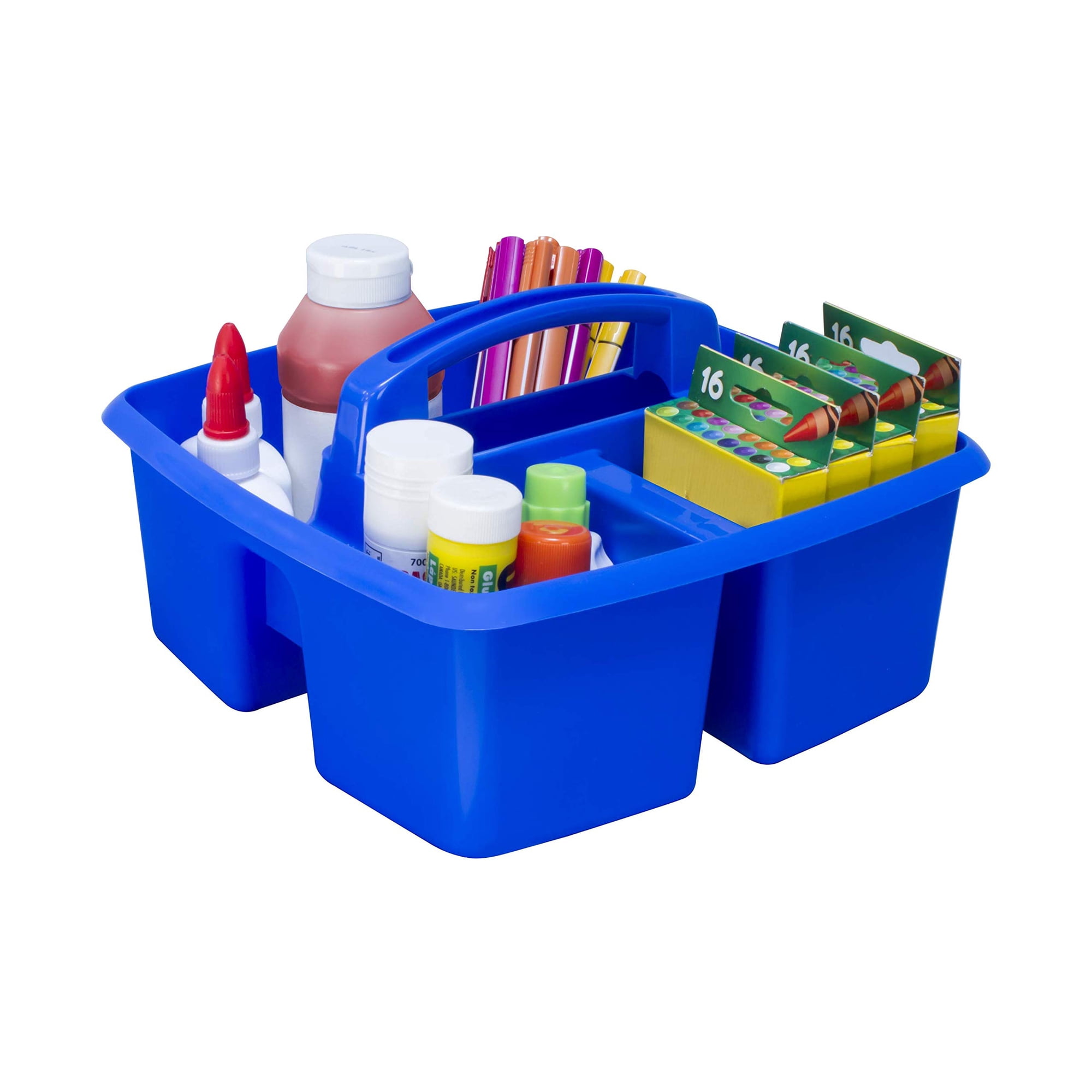 Organizador De Aula Storex Con 3 Compartimentos, Pequeño, Azul, Paquete De 5