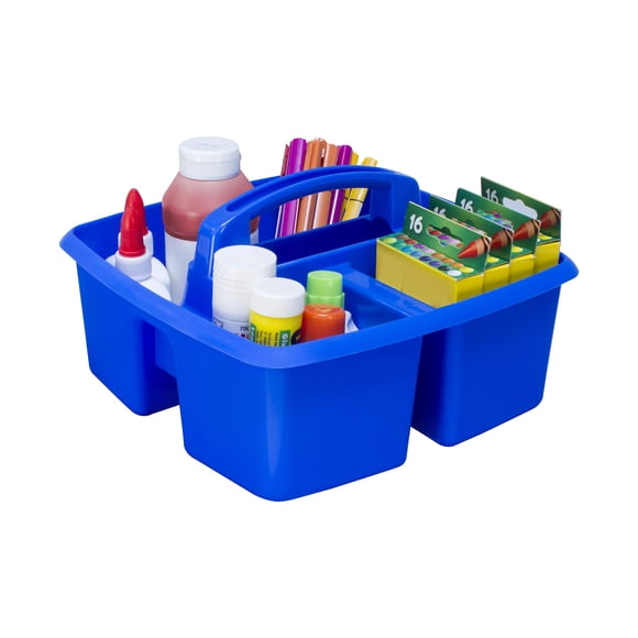 Organizador de aula Storex con 3 compartimentos, pequeño, azul, paquete de 5
