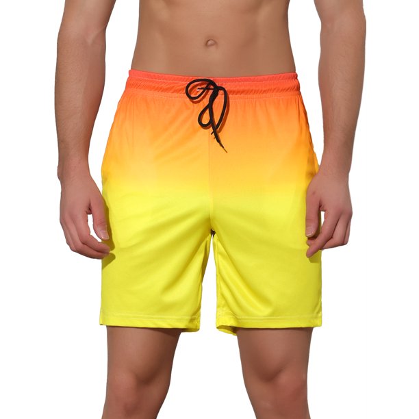 INSPIRE CHIC Pantalones Cortos de Natación Hawaianos para Hombre con Cintura de Cordón y Patrón Colorido 32 Amarillo