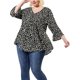 thumbnail image 1 of GRACE & GRANDEUR Blusas de Mujer Tallas Grandes para Escuela y Universidad con Lunares, Cuello en V, Mangas 3/4, Dobladillo Peplum, Babydoll, Talla 3X, Negro, 1 of 8