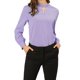 thumbnail image 5 of INSPIRE CHIC Blusa de Mujer con Cuello Alto, Pliegues y Botón de Ojal, Talla S, Color Lila Claro, 5 of 7