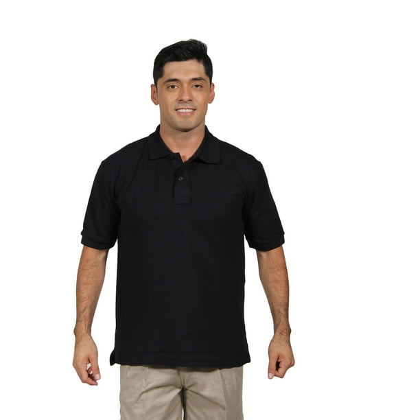 Polera Pique Hombre Manga Corta Negro Protección Uv