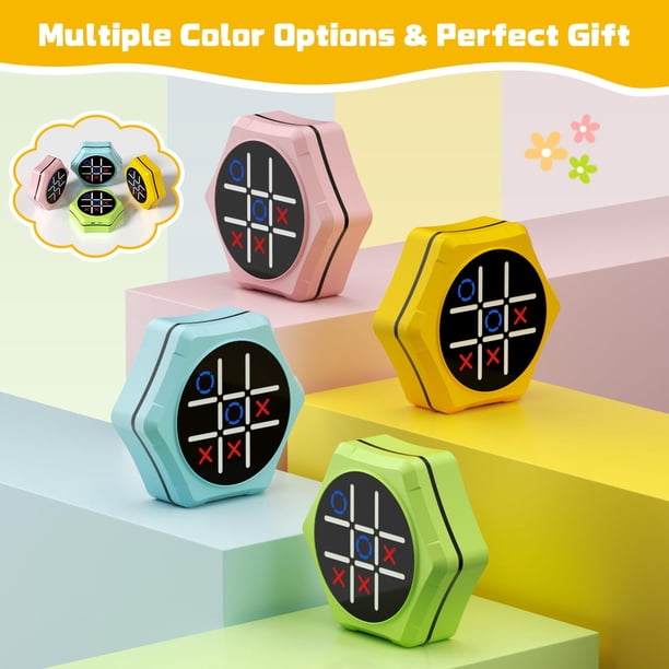 Juego Electrónico Portátil 4 En 1 – Tres En Raya, Memoria Y Caza De Topos, Ideal Para Viajes Y Regalos Para Niños Y Adultos