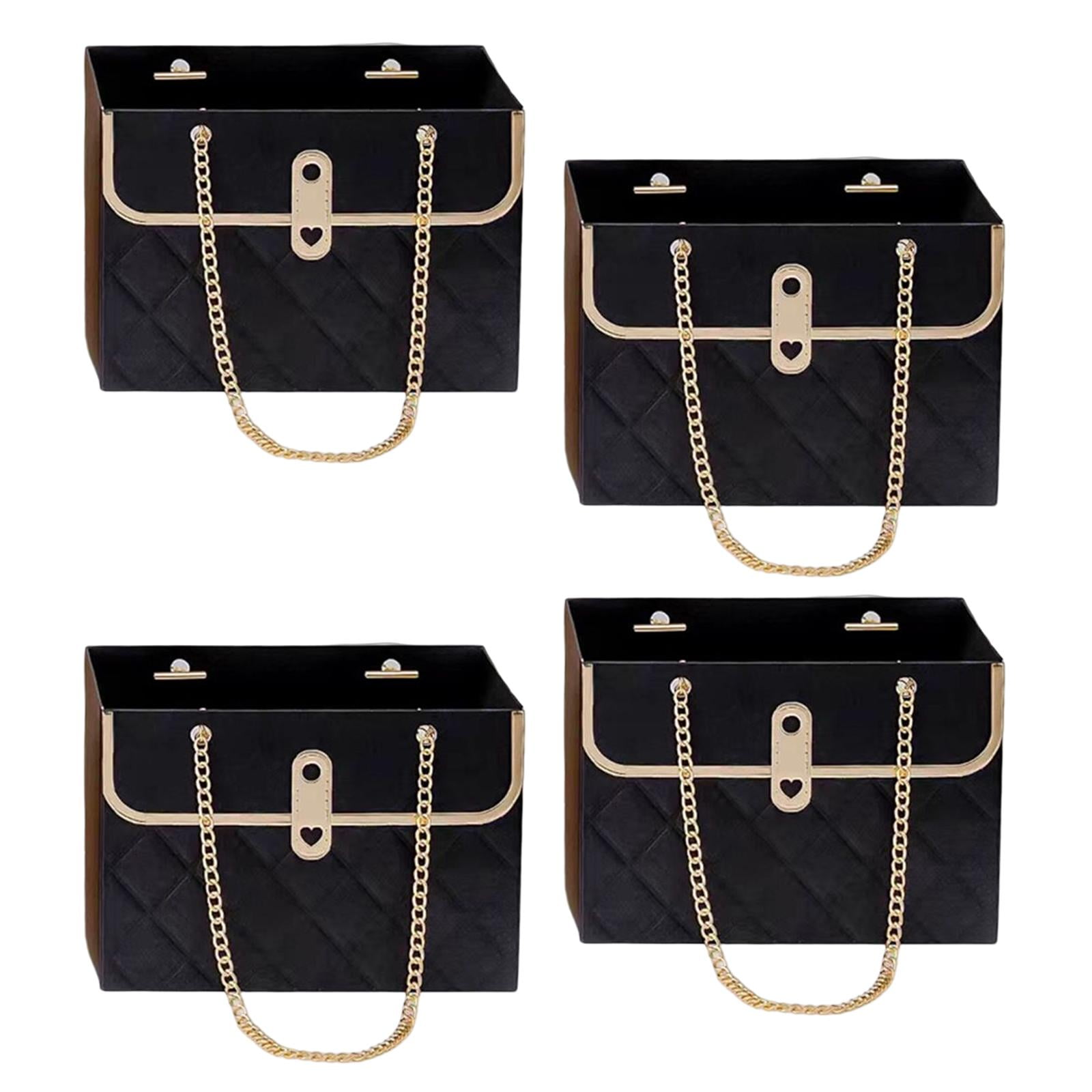 Bothyi - 4 Piezas De Cajas De Ramo, Bolsa De Papel De Regalo Para Arreglos De Cumpleaños, Regalos, Color Negro