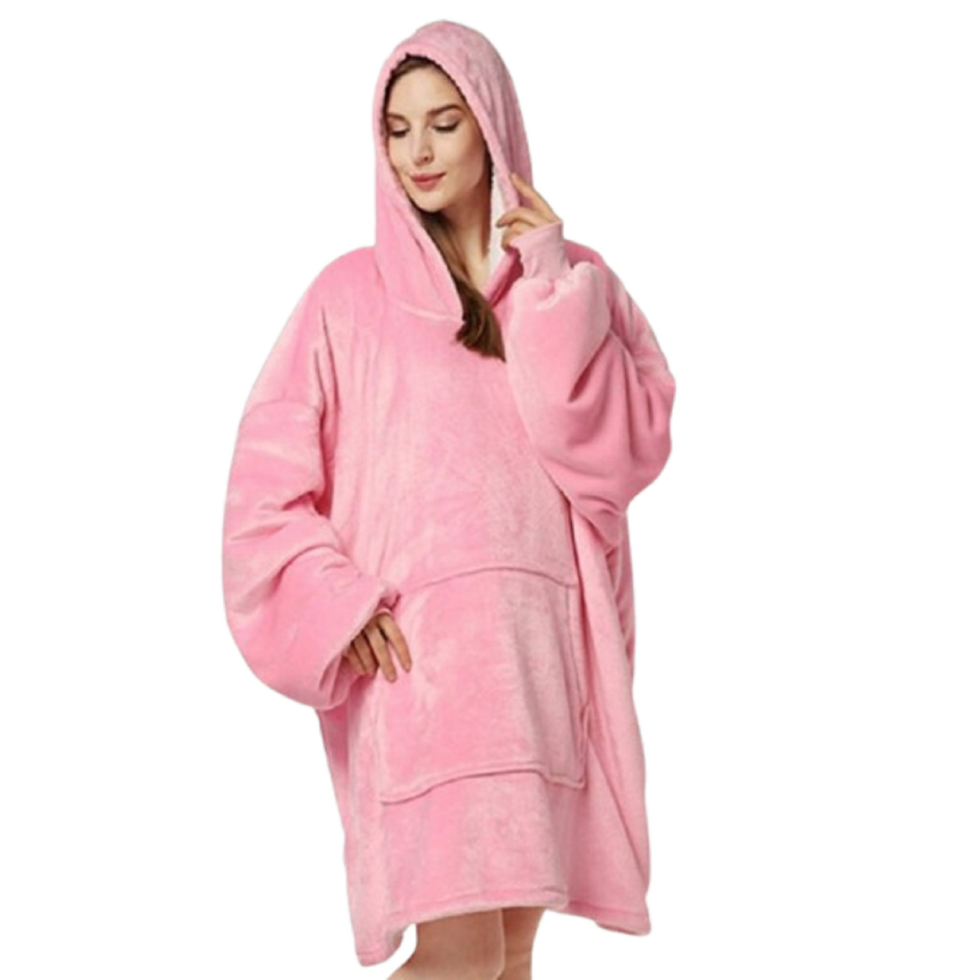 Citohome - Polerones Felpa Con Capucha Manta Polar Bata Frazada Invierno Rosa
