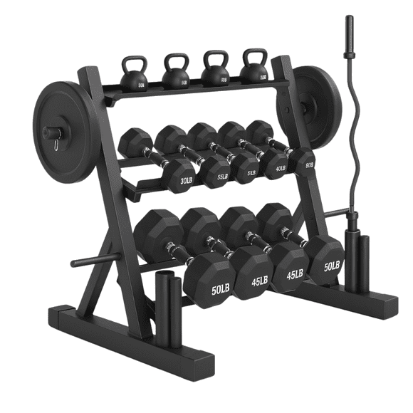 Rack 3 Niveles Profesional para Mancuernas Discos Multifuncional
