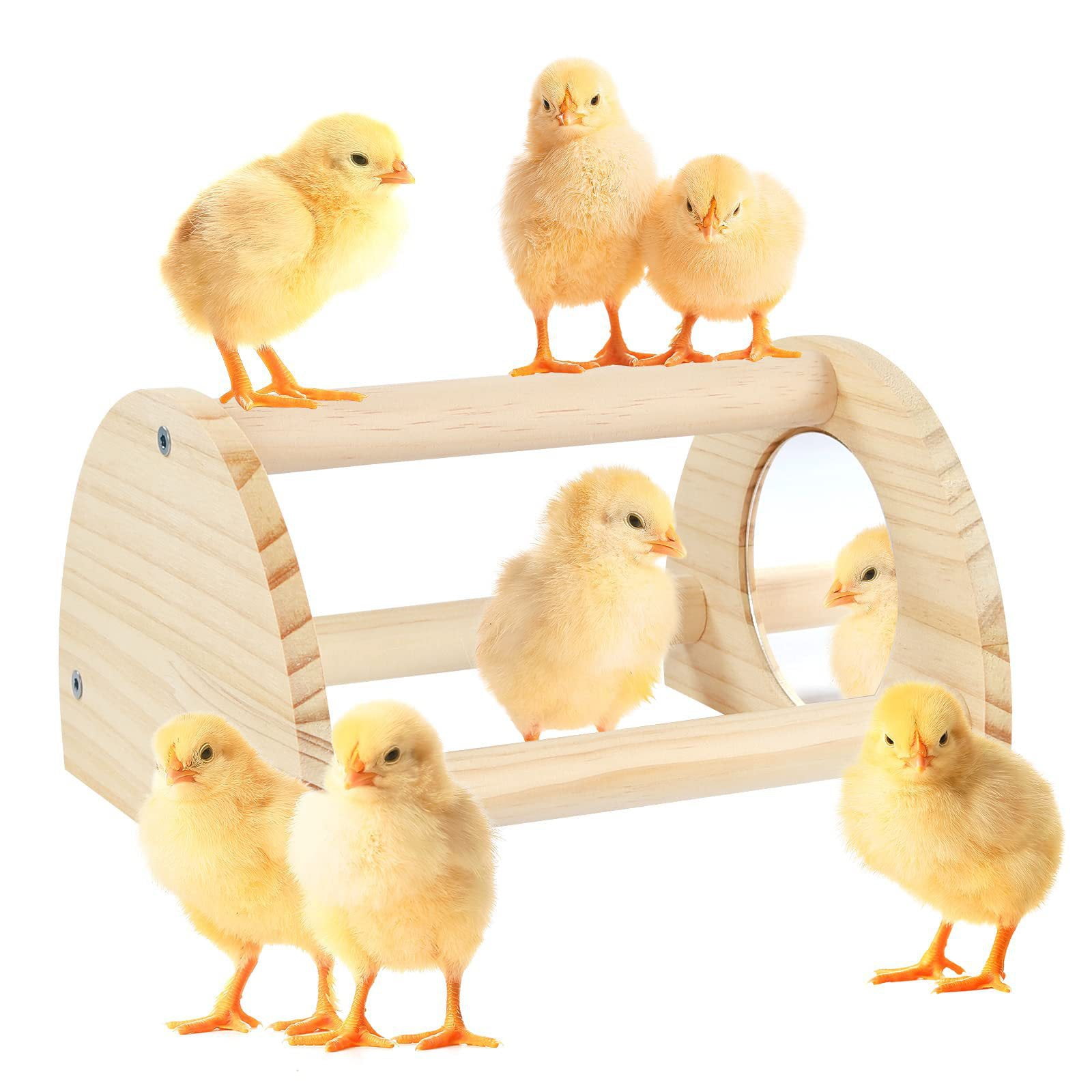 Xusx111 - Gran Perche De Pollo De Pino De Madera, Juguetes De Pollos De Perche De Madera Para Coop Y Broder, Fuerte Pollo De La Selva Gimnasio Roosting Bar Para Bebés Pollos Con Un Espejo