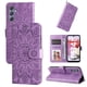 thumbnail image 1 of Funda tipo cartera FOXDOCK para Samsung Galaxy M34 5G , diseño girasol en relieve, cuero PU, cierre magnético, soporte y tarjetero, 1 of 5
