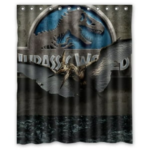 Pinghai - Cortina De Ducha De Dinosaurios Acuáticos De Jurassic World, Juego De Cortina De Baño Con Ganchos, Tamaño 60 X 72 Pulgadas