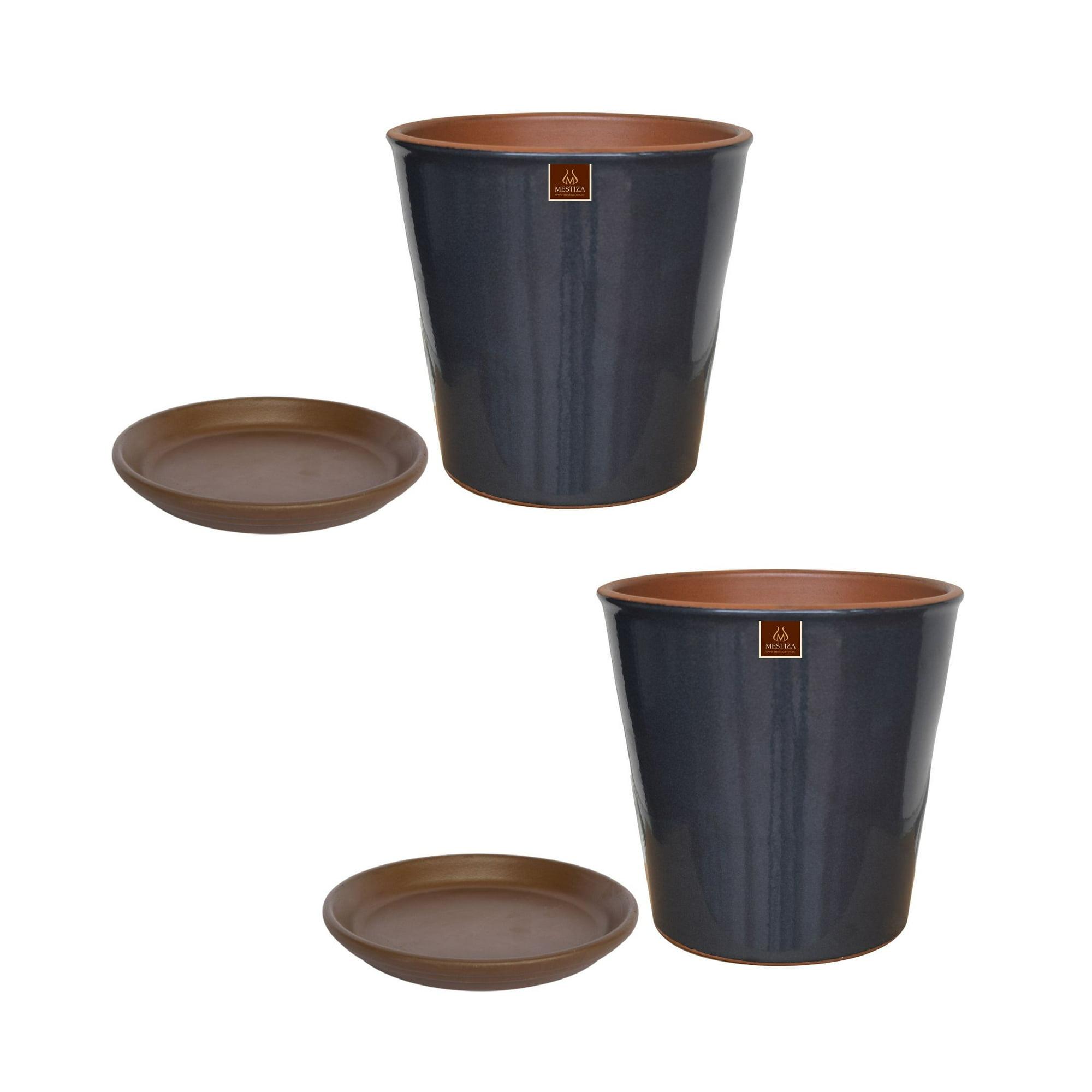 Pottery - Set De 2 Macetas Zaia 20 Cm Grafito Y Sus Platos