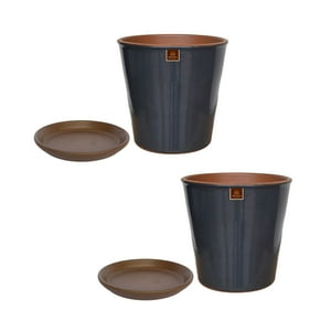 Pottery - Set De 2 Macetas Zaia 20 Cm Grafito Y Sus Platos